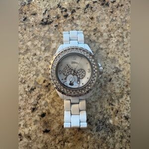 Disney Silver and White Mickey Mouse Watch (Worn Once, Like NEW)